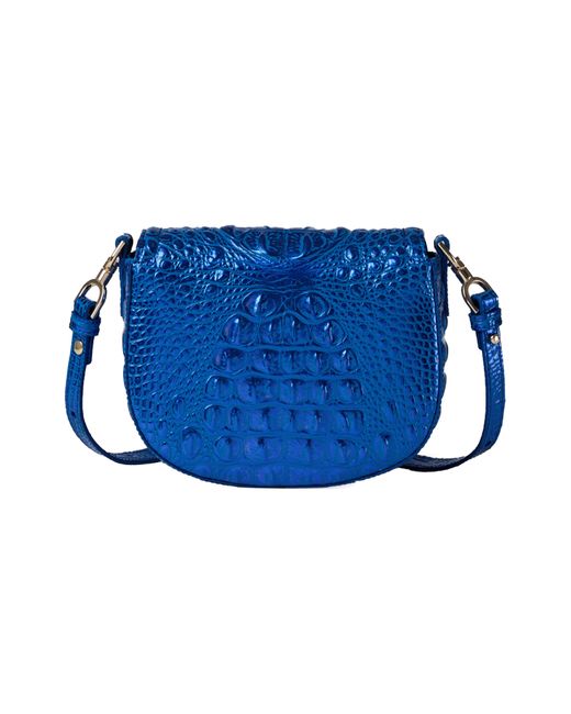 Brahmin Blue Briar Croc Embossed Leather Crossbody Bag