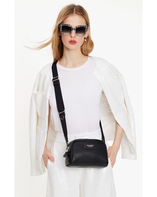 Kate Spade Black Puffed Small Leather Crossbody Bag