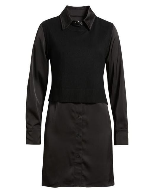 sam edelman layered mixed media dress Sam Edelman Layered Mixed Media Dress in Black