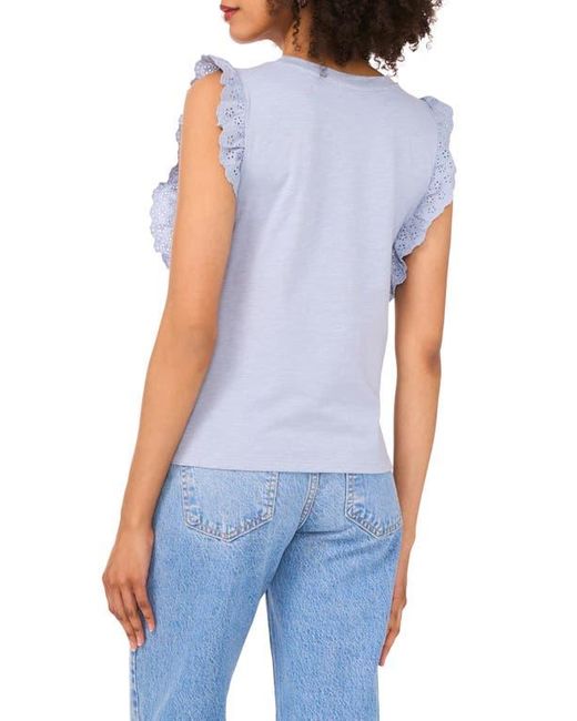 Two By Vince Camuto Blue Ruffle Eyelet Tank Top
