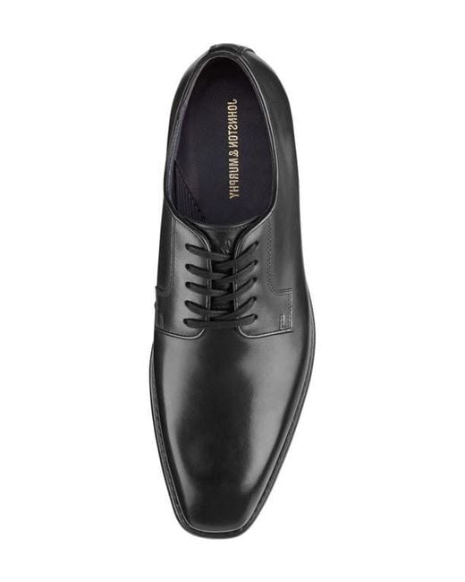 Johnston & Murphy Black Ashton Plain Toe Derby for men