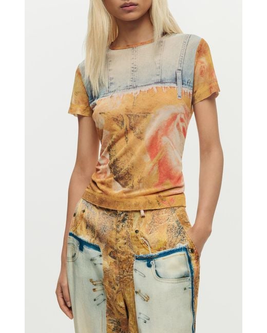 Desigual Multicolor Patchwork Pattern T-Shirt