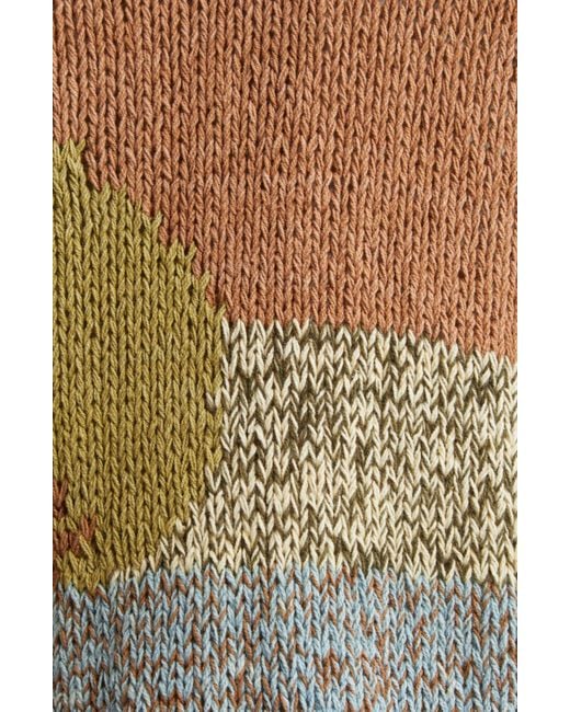 STORY mfg. Brown Twinsun Crochet Car Organic Cotton Cardigan for men