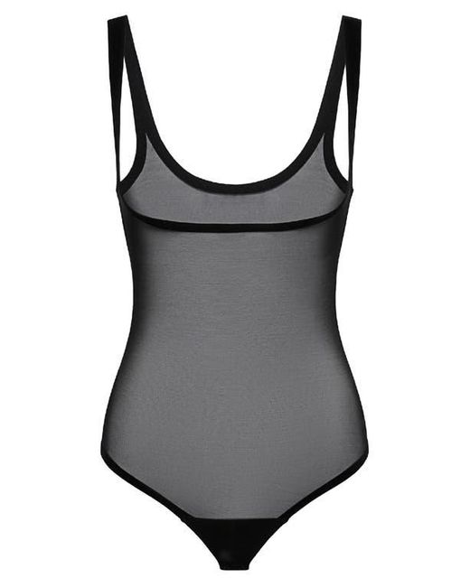 Wolford Black Tulle Forming Underbust Shaper Thong Bodysuit