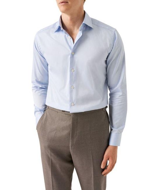 Eton of Sweden Blue Contemporary Fit Solid Cotton Dress Shirt for men