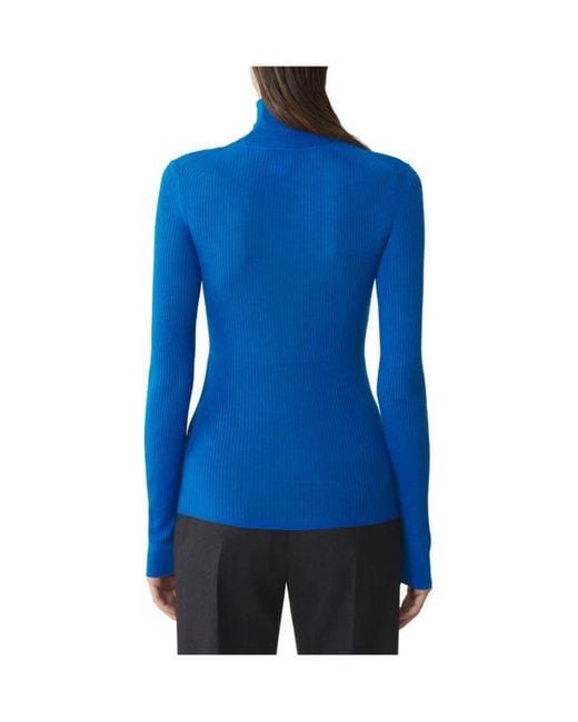 Lanvin Blue Merino Wool And Silk Turtleneck Sweater