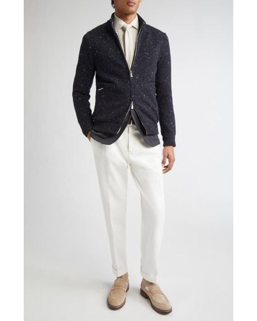 Eleventy Blue Wool & Silk Blend Zip Cardigan for men