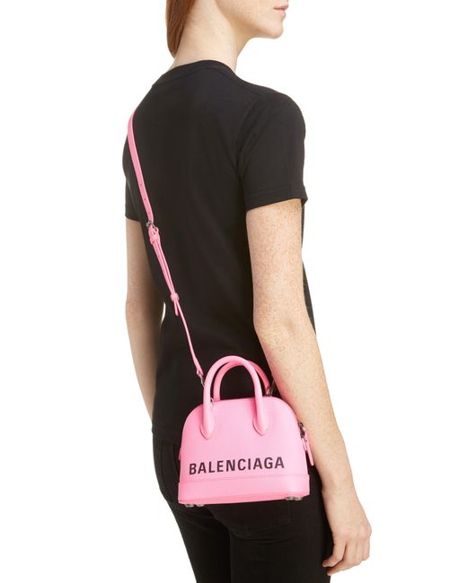 Balenciaga Pink Extra Extra Small Vile Logo Calfskin Satchel