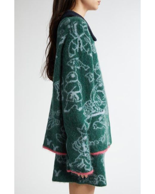 YANYAN Green Fuzzy Laza Alpaca & Wool Blend Work Jacket