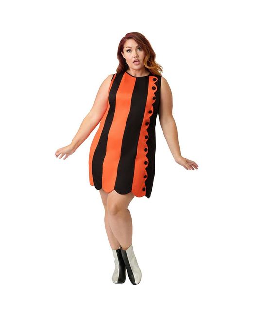 Smak Parlour Orange Plus Size Stripe Scallop Mini Dress