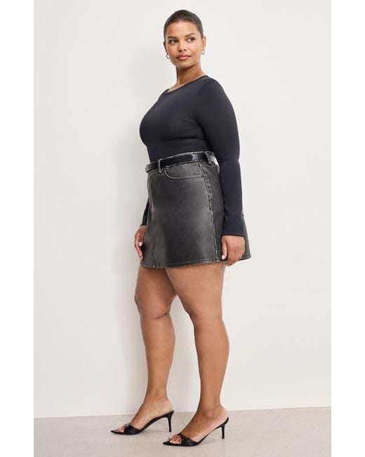 GOOD AMERICAN Black '90S Faux Leather Miniskirt