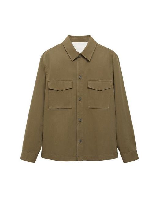 Mango Green Regular Fit Lyocell & Cotton Jacket for men