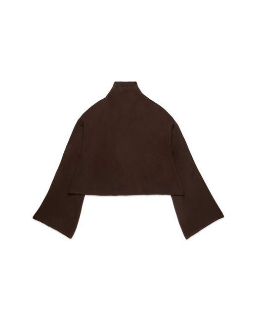 DELUC Brown Chuck Crop Funnel Neck Sweater