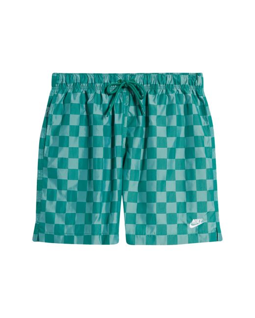 Nike Green Club Flow Check Nylon Shorts for men