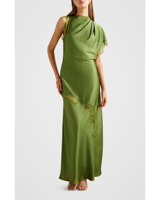 code green dress Kody One-Shoulder Satin & Lace Gown (Women)