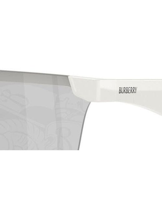 Burberry Gray 141Mm Rectangular Shield Sunglasses