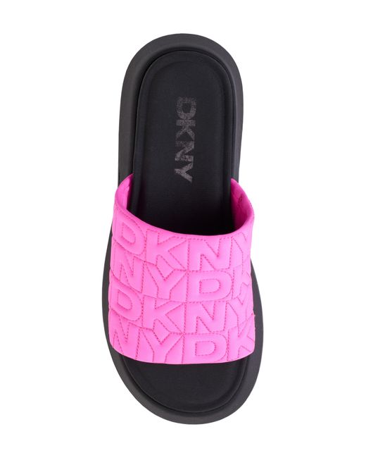 DKNY Pink Logo Quilt Platform Sandal