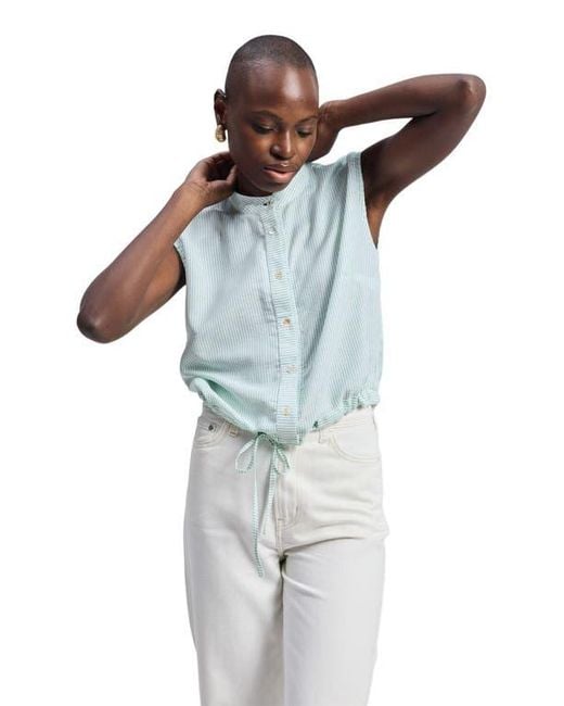 REISTOR Blue Button-Down With Lace Shirt