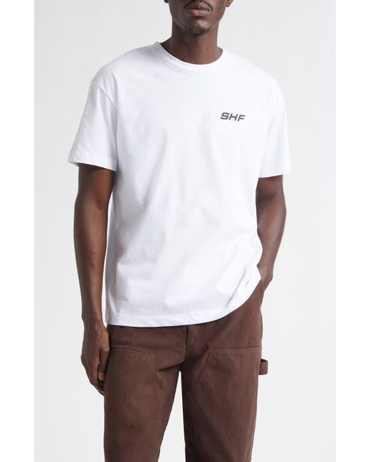 Sky High Farm White Gender Inclusive Flower Logo Regenerative Cotton Graphic T-Shirt for men