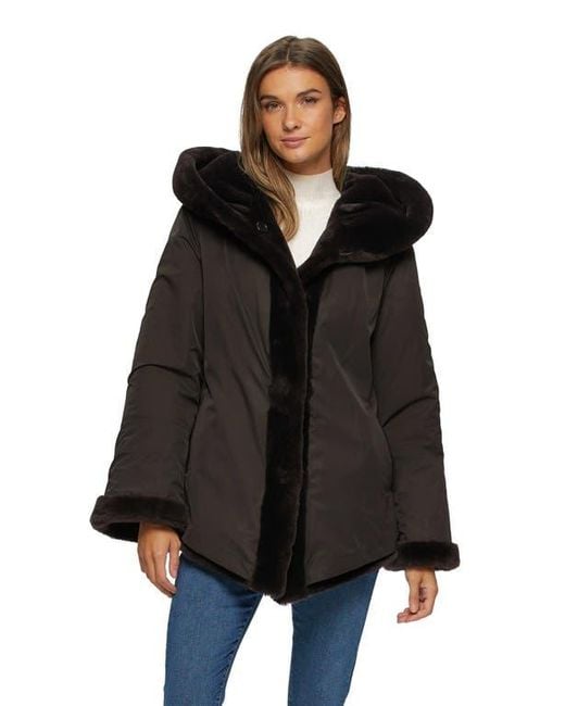Gorski Black Shearling Lamb Jacket Reversible To Taffeta