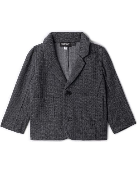 Space Grey Gray Herringbone Stretch Blazer for men