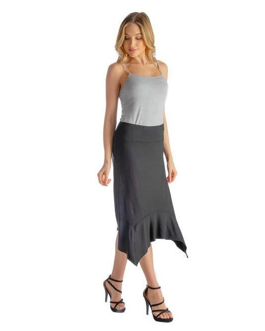 24seven Comfort Apparel Blue Knee Length Elastic Waist Handkerchief Skirt
