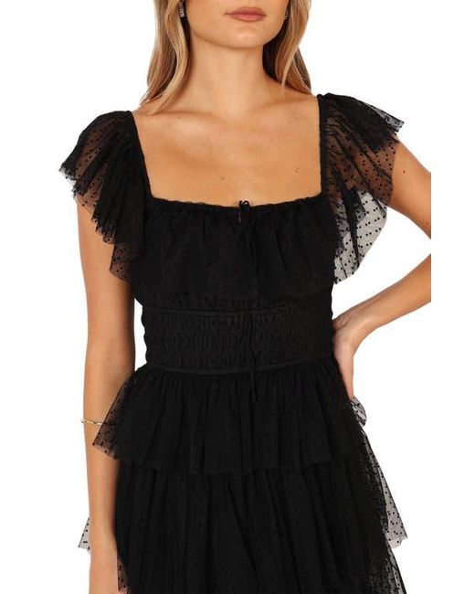 Petal & Pup Women's Black Belle Swiss Dot Tulle Tiered Maxi Dress