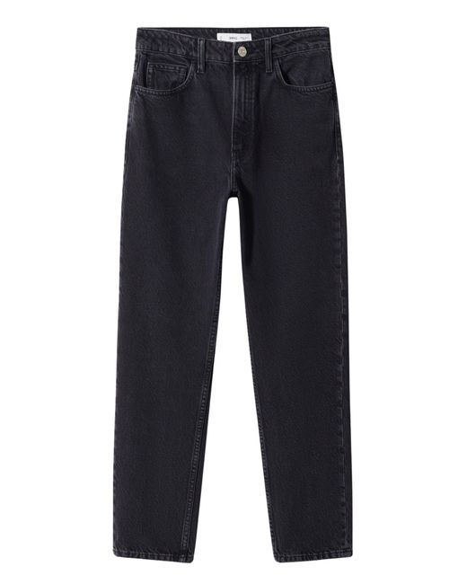 Mango Black High Waist Ankle Tapered Mom Jeans
