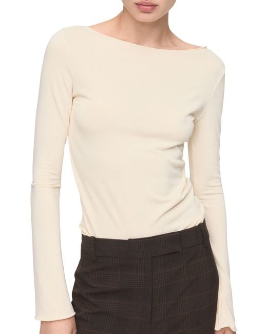 Mango White Boatneck Top