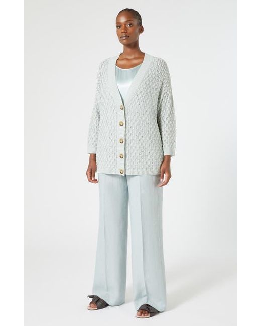 Marina Rinaldi Blue Rocco Wide Leg Linen Pants