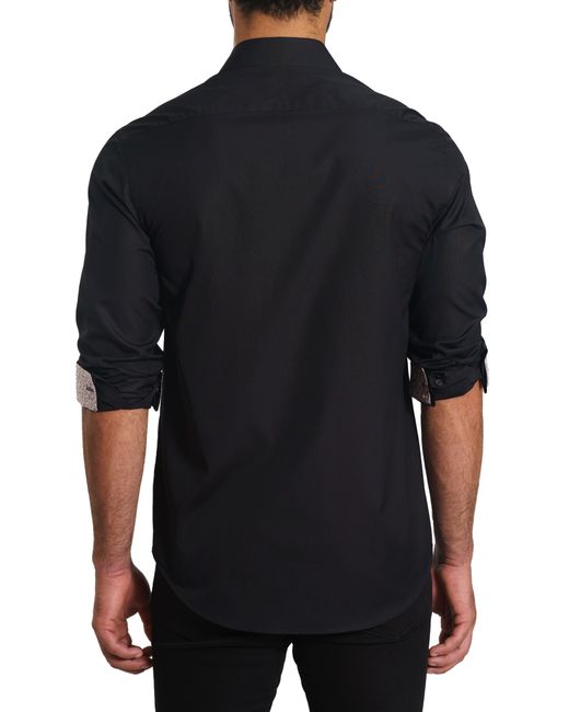Jared Lang Black Trim Fit Solid Cotton Button-up Shirt for men