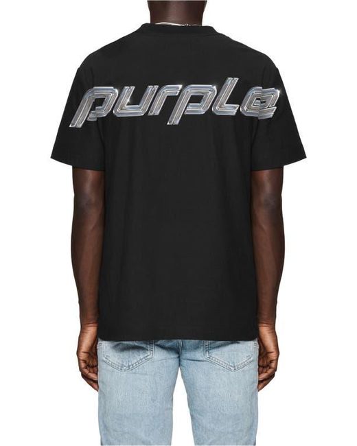 Purple Brand Black Heavyweight Jersey Graphic T-Shirt for men