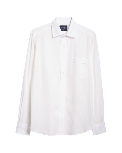 Drake's White The Linen Summer Button-up Shirt for men
