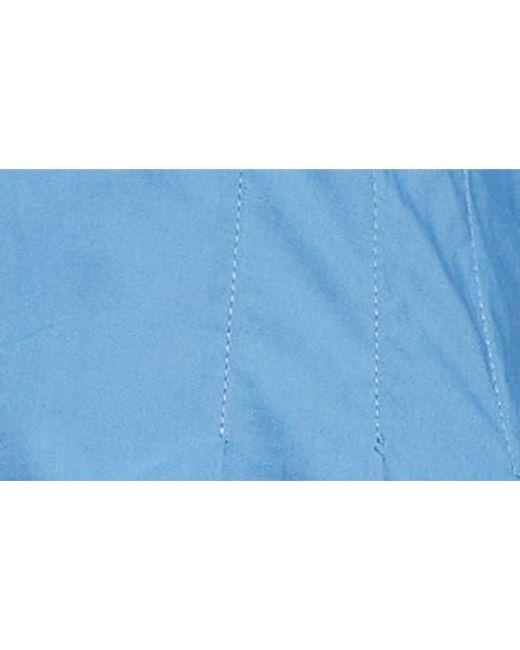 Ramy Brook Blue Julianna Pleated Long Sleeve Poplin Minidress