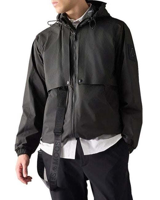 Moose Knuckles Black Knox Packable Rain Jacket for men