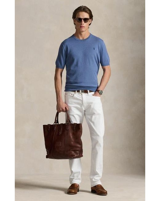 Polo Ralph Lauren Blue Short Sleeve Cotton Crewneck Sweater for men