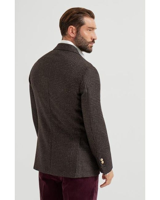 Brunello Cucinelli Black Prince Of Wales Deconstructed Blazer for men
