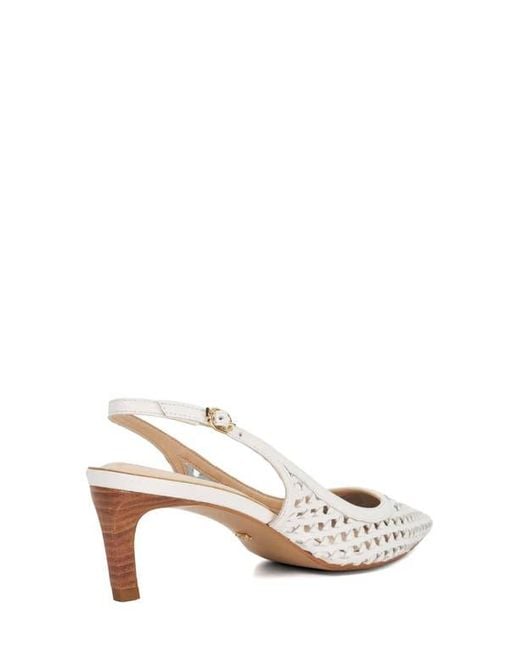 Dune White Divided Pointed Toe Slingback Pump