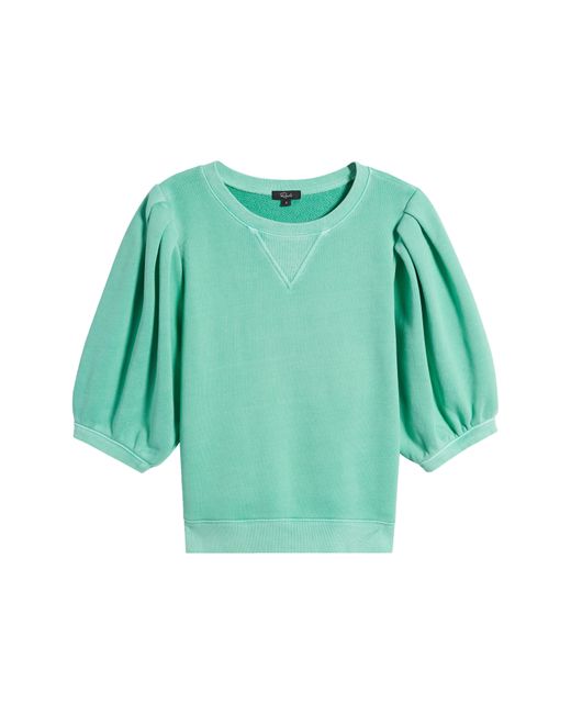 Rails Green Camy Pleated Puff Sleeve Cotton Sweatshirt
