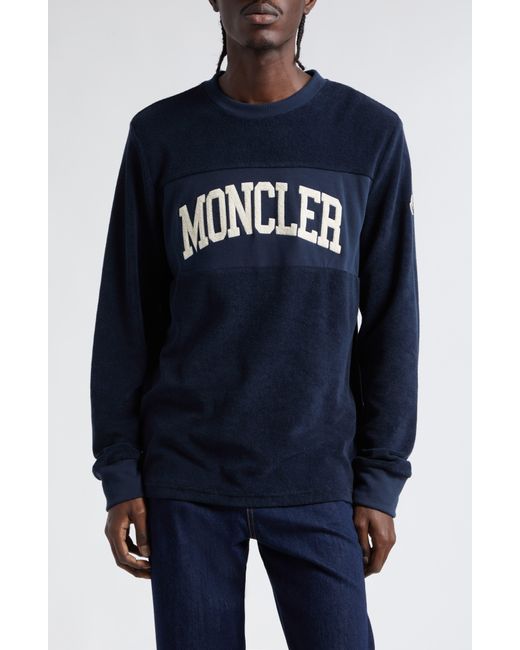 Moncler Blue Logo Appliqué Sweatshirt for men