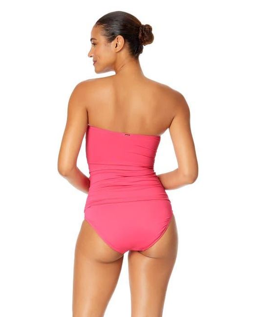 Anne Cole Pink Tiger Dance Twist Front Bandeaukini Swim Top