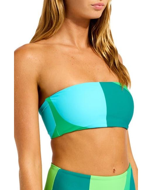 Seafolly Blue Reversible Strapless Tube Bikini Top