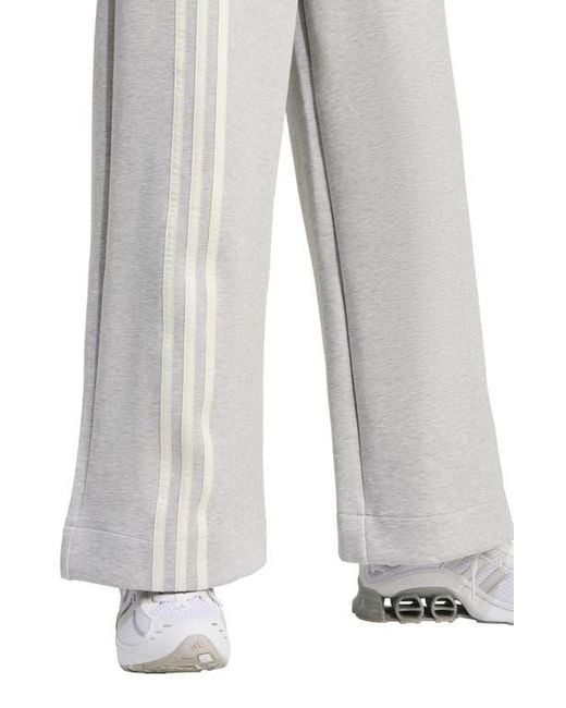 Adidas Gray Off Placed 3-Stripes Wide Leg Sweatpants