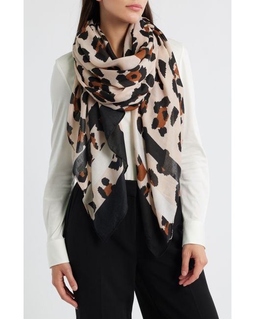 Tasha Black Leopard Print Scarf