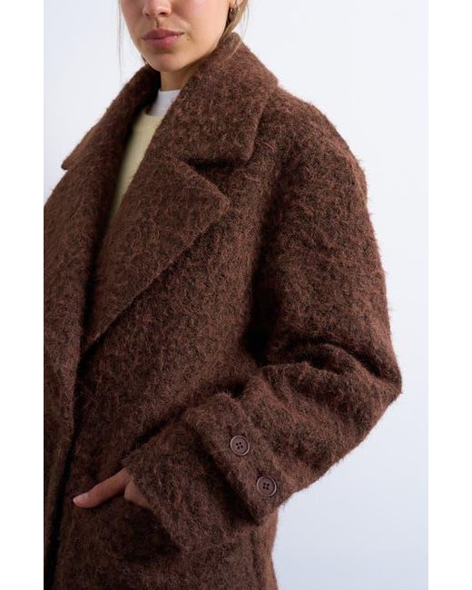 TOPSHOP Brown Chuck On Faux Shearling Longline Coat