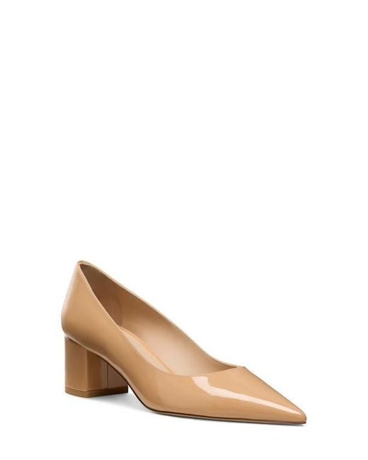 Stuart Weitzman Natural Stuart Power 50 Block Heel Pump