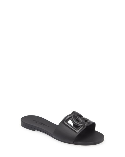 Dolce & Gabbana White Bianca Interlock Slide Sandal