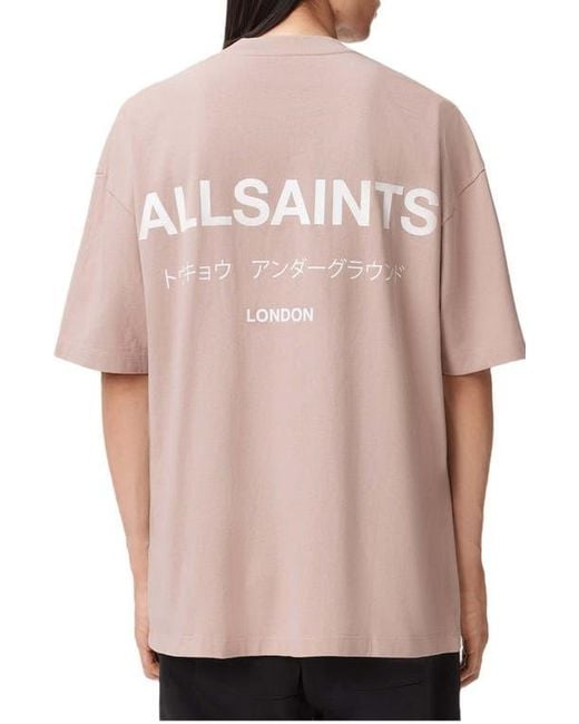AllSaints Pink Xander Crewneck T-Shirt for men