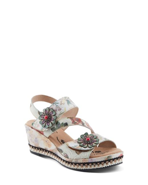 Spring Step White Blissful Slingback Platform Wedge Sandal