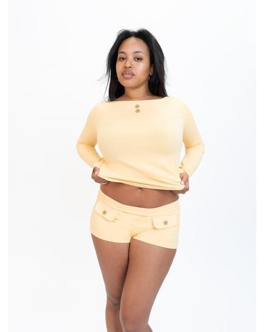 Oddli Blue Button Mini Shorts